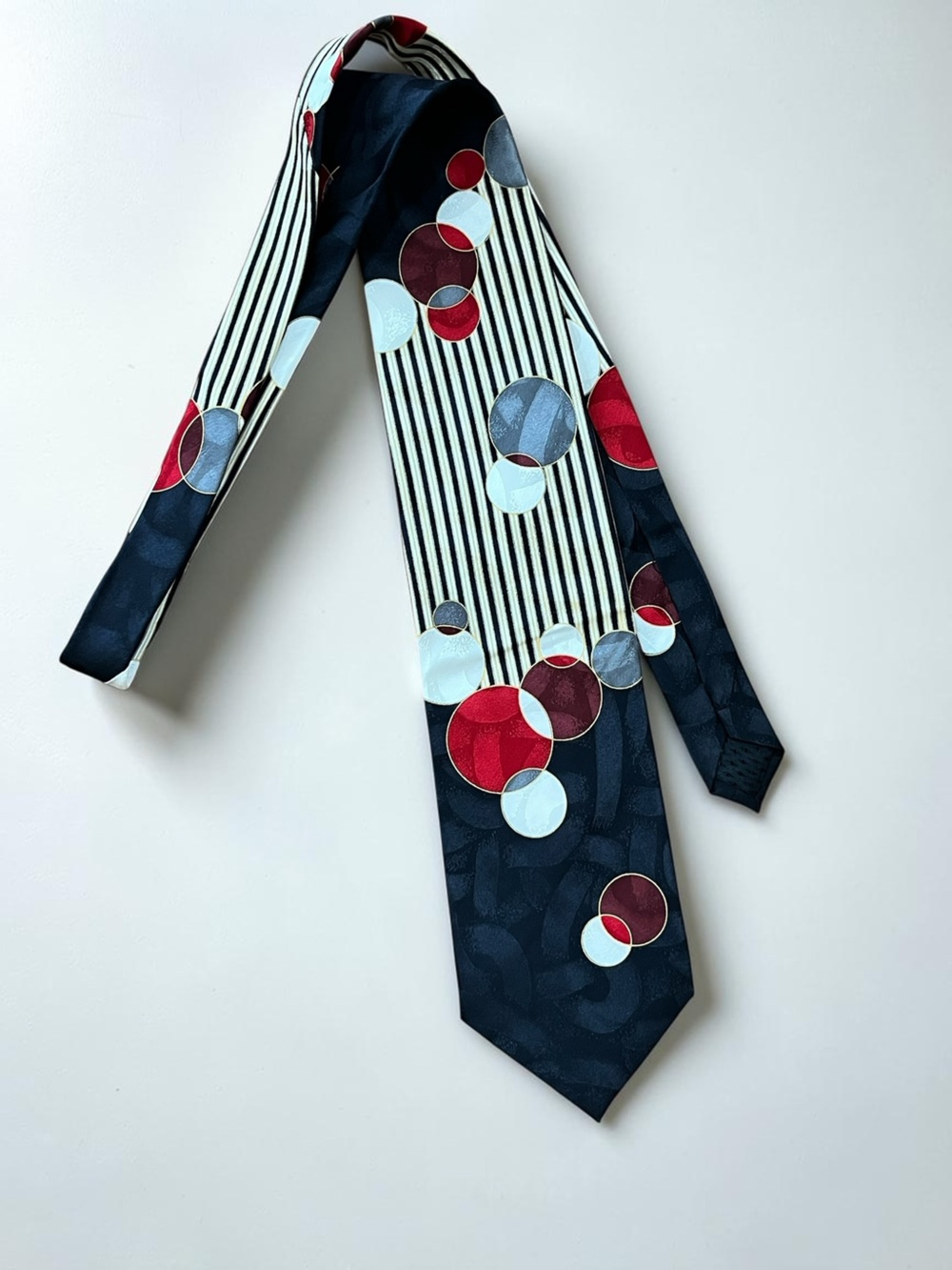 Ottimo Uomo 100% Silk Handmade Retro Geometric Art Deco Stripe Necktie
